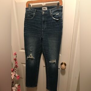 PAIGE Dark Blue Distressed Skinny Jeans